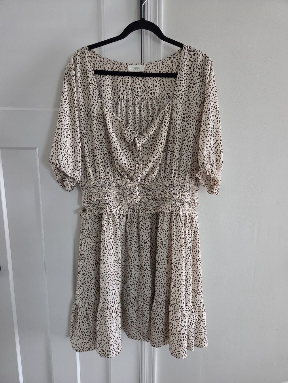 Oddi / Oddy Size 3x Cream And Brown Pattern Dress